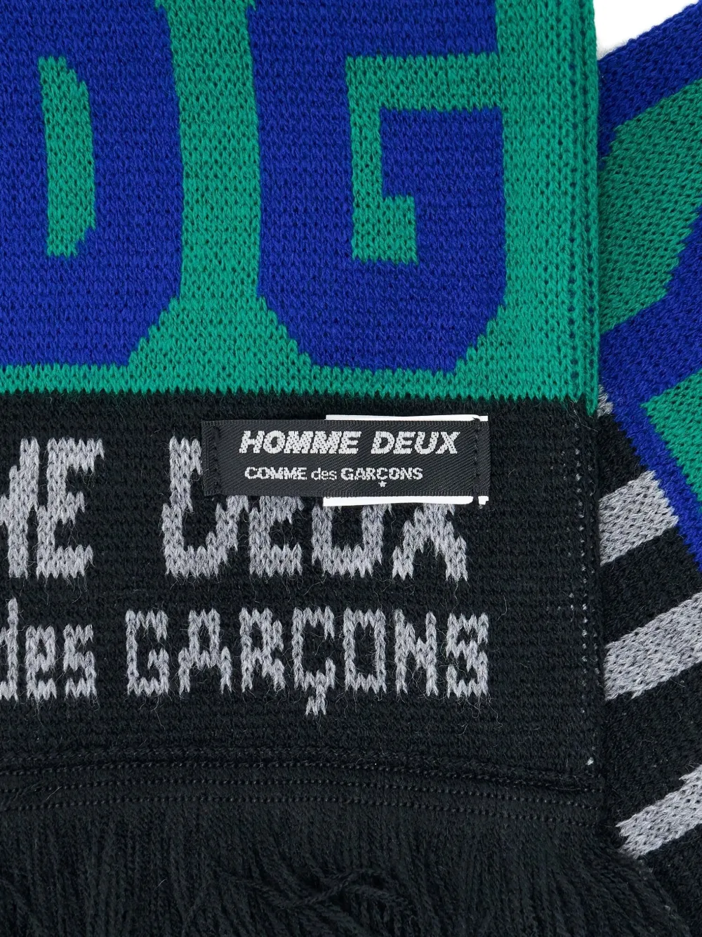 Comme des Garçons Homme Deux CDG sjaal met franje en logo - Blauw