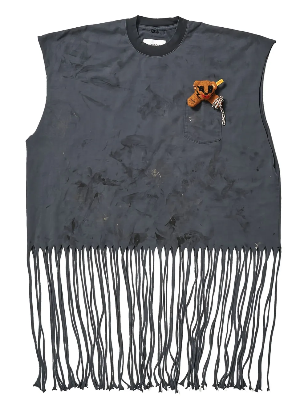 Doublet No Sleeve fringed T-shirt | Black | Image 1