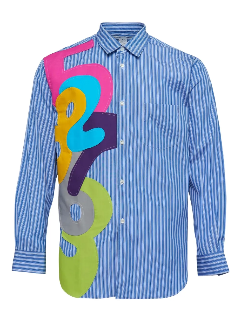 Comme Des Garçons Shirt Gestreept overhemd met nummerapplicatie Blauw