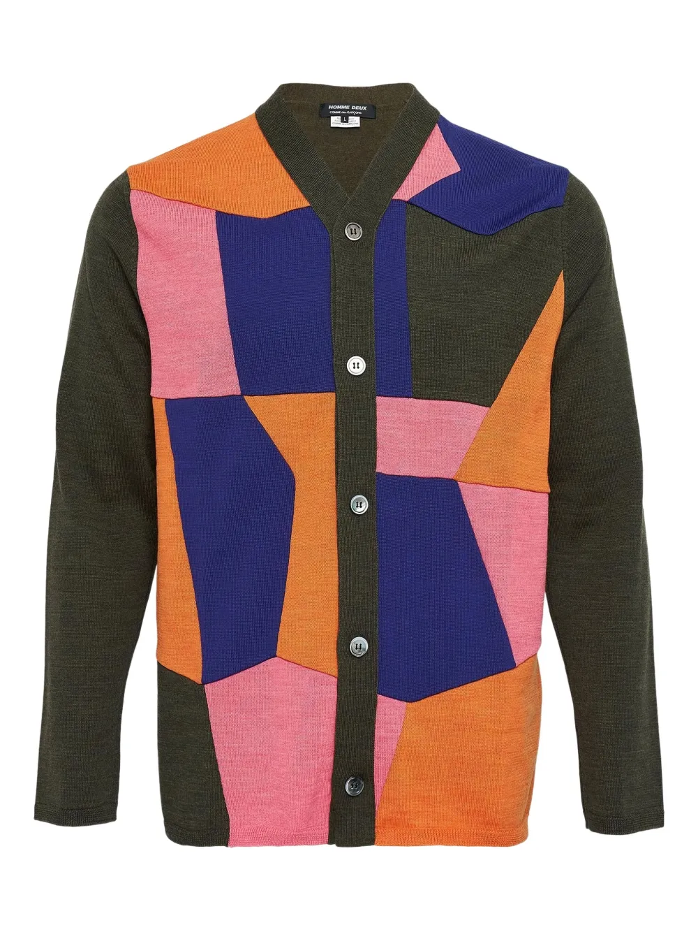 Comme des Garçons Homme Deux cárdigan con diseño patchwork y botón | verde | Image 1