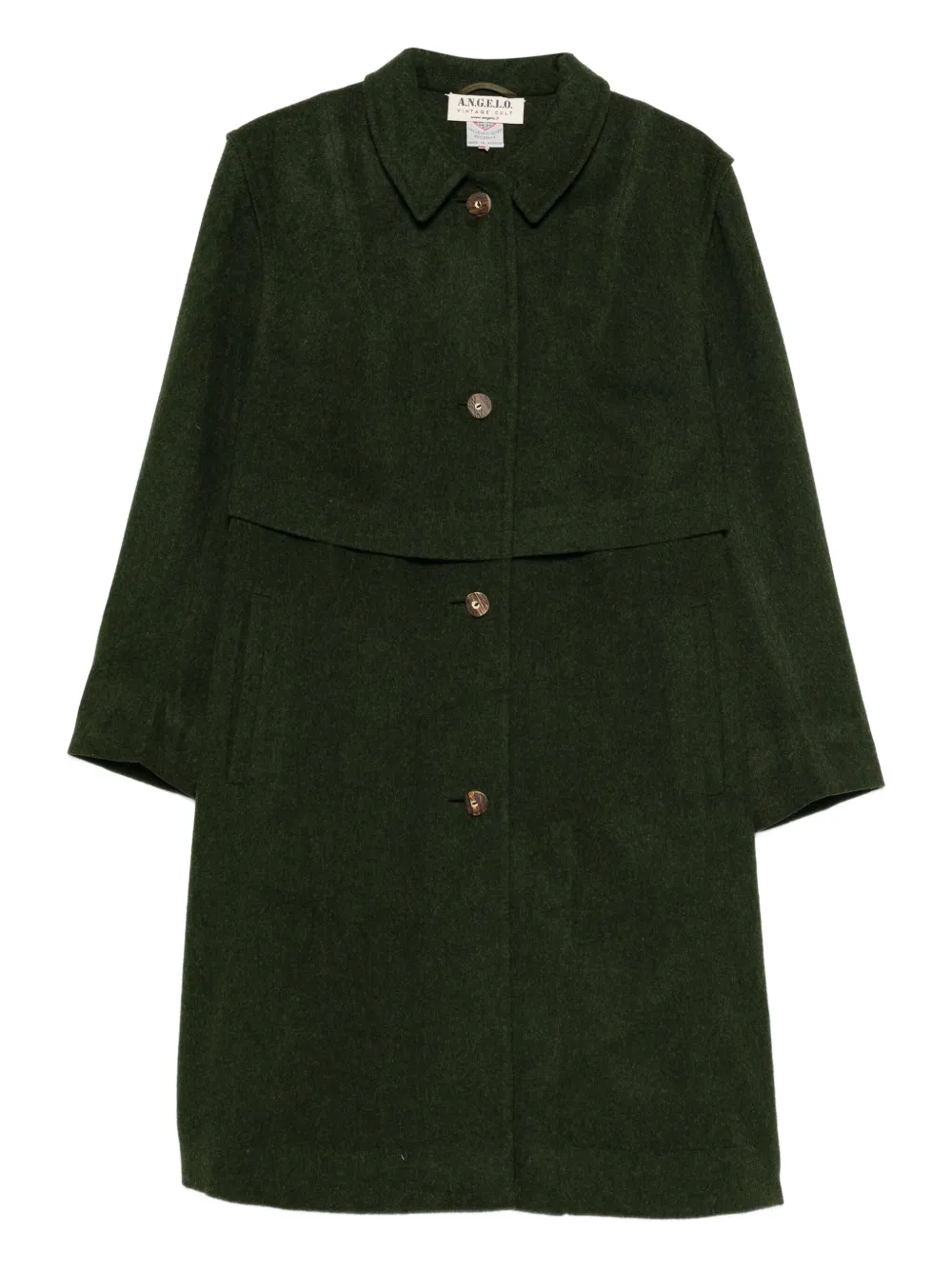 Pre-owned A.n.g.e.l.o. Vintage Cult 1970s Virgin Wool Single-breasted Coat In Green
