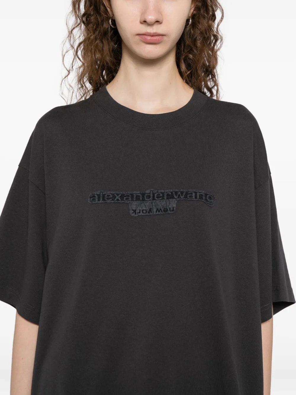 Alexander Wang Gray Embossed T-shirt In Gray