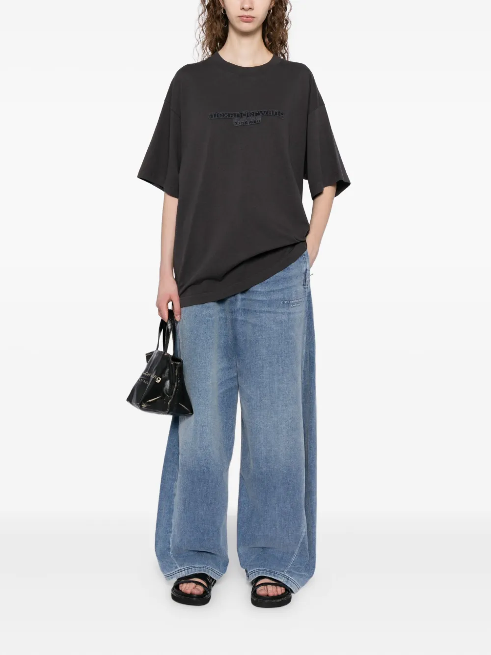 Alexander Wang Gray Embossed T-shirt In Gray