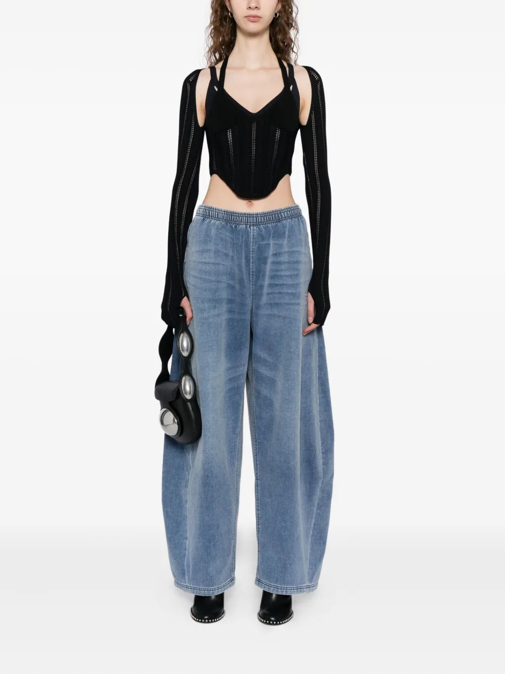 Alexander Wang Broek met logo-reliëf - Blauw