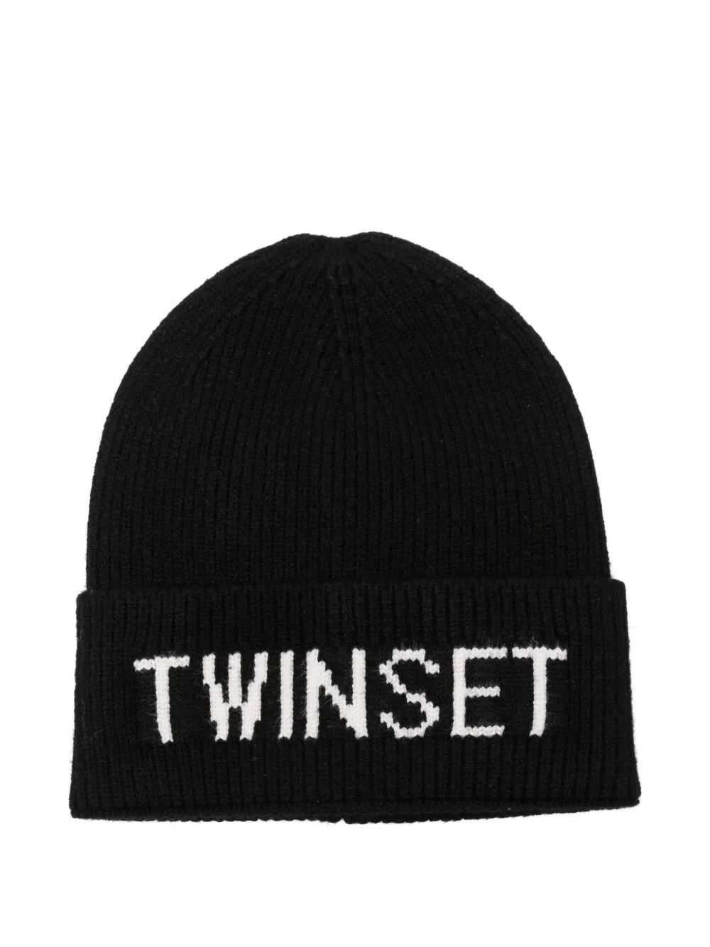 Twinset Kids' Logo-embroidered Beanie In Black