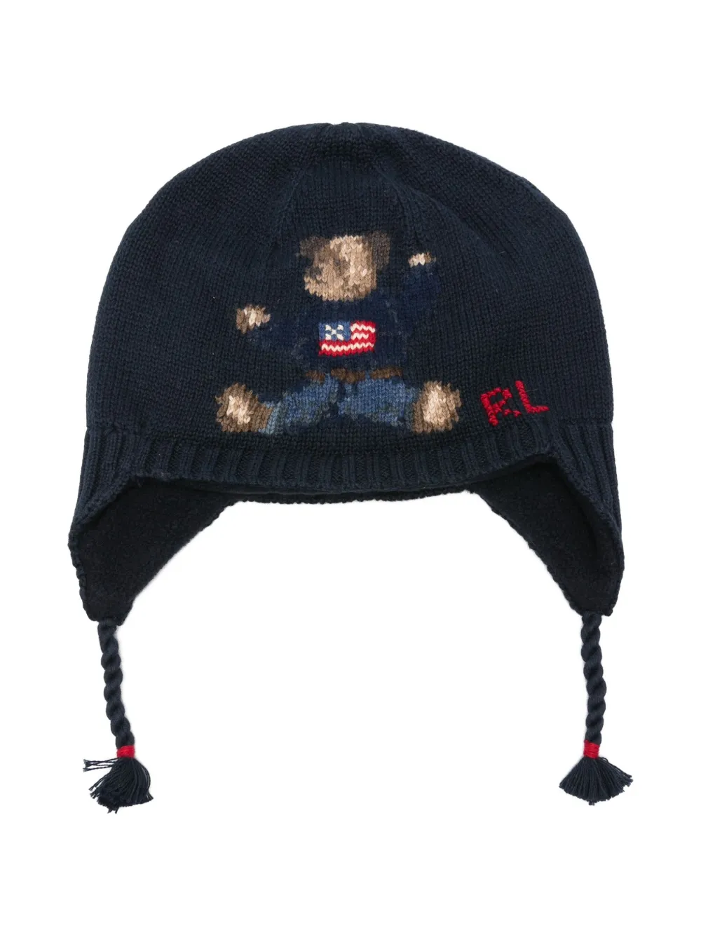 POLO RALPH LAUREN KIDS bear-embroidered knitted hat | Blue | Image 1
