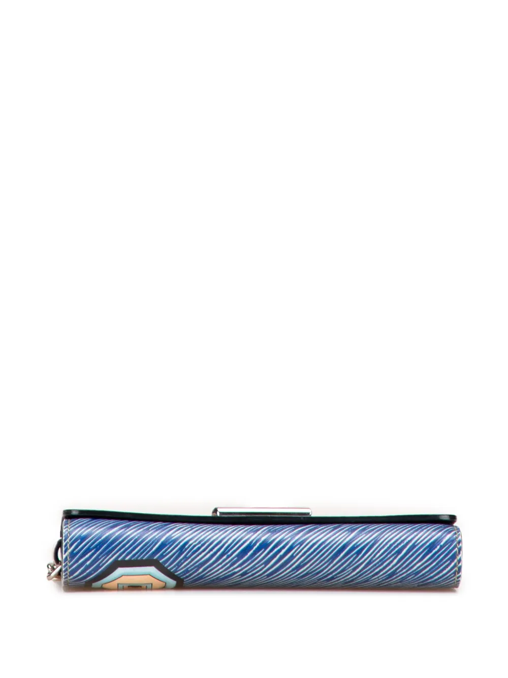 Pre-owned Louis Vuitton 2015 Epi Denim Twist Azteque Wallet On Chain Crossbody Bag In Blue