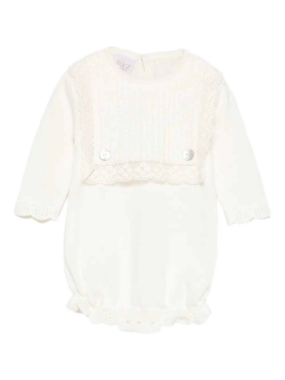 Paz Rodriguez Lace-trimmed Button Body In White