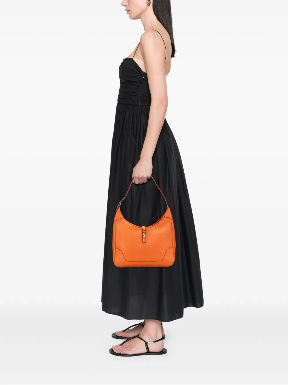 Pre-owned Hermes 2004 Clemence Trim Ii 31 Shoulder Bag In Orange