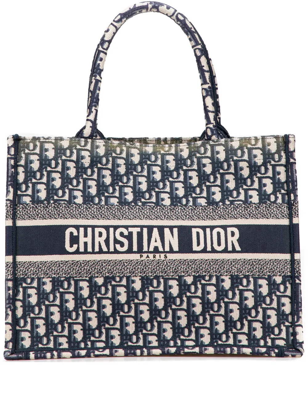 Christian Dior Pre-Owned 2021 ミディアム オブリーク キャンバス ブック トートバッグ - ブルー Christian Dior Pre-Owned 2021 ミディアム オブリーク キャンバス ブック トートバッグ - ブルー