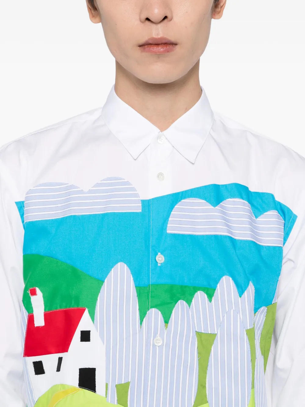 Comme Des Garçons Shirt met grafische applicatie Wit