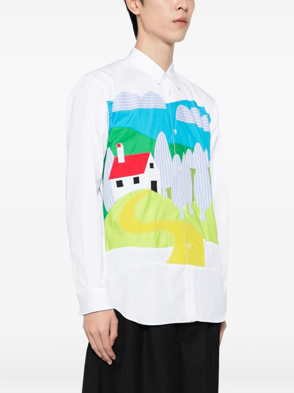 Comme Des Garçons Shirt met grafische applicatie Wit