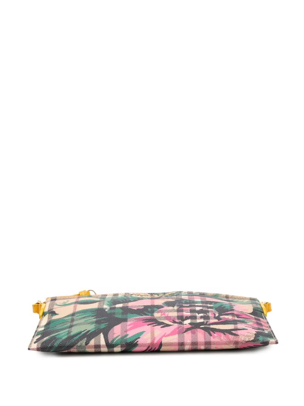 Pre-owned Burberry 2000-2017 Haymarket Check Coated Canvas Floral Print Crossbody Bag In Brown