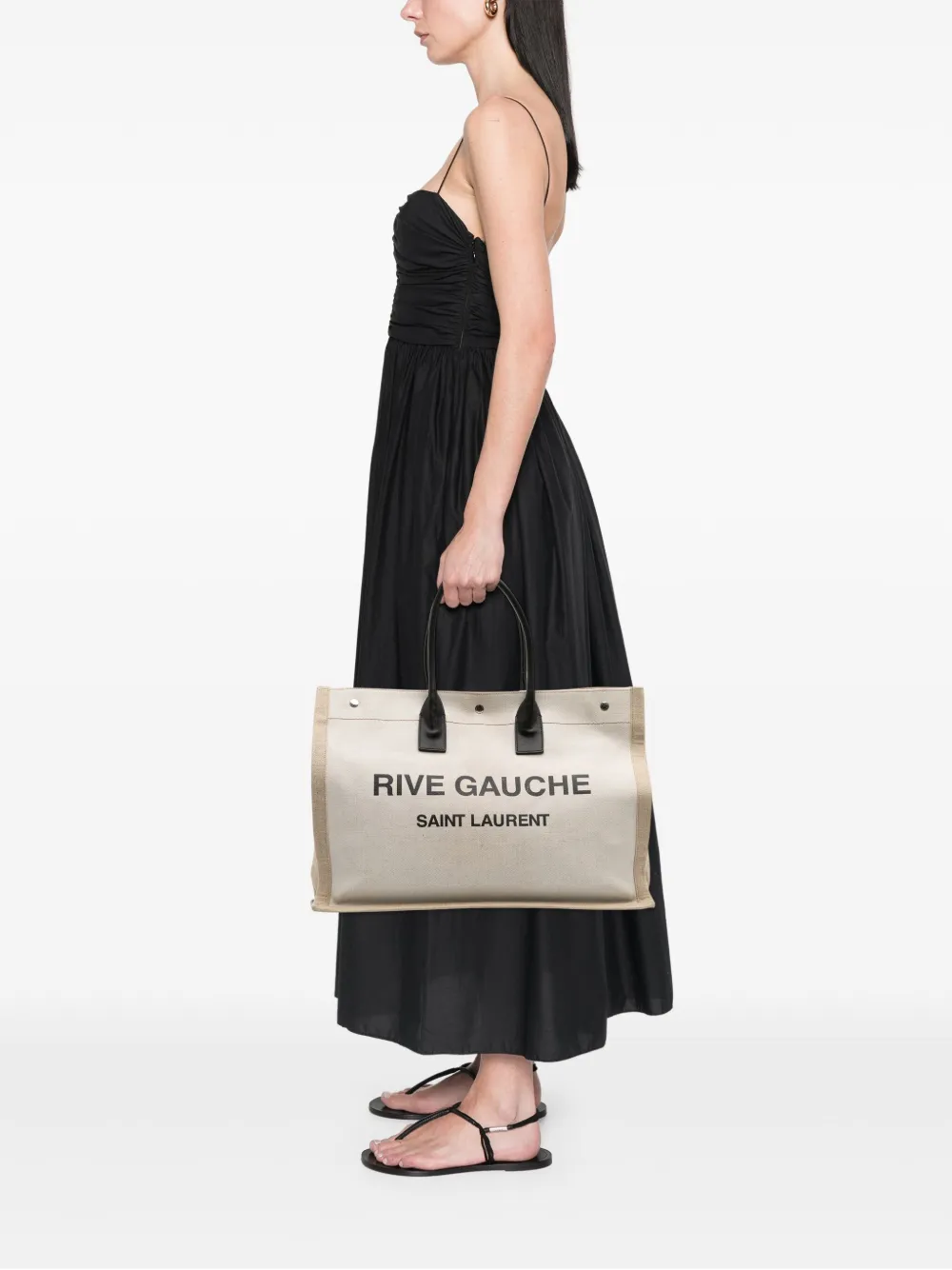 Pre-owned Saint Laurent 2020 Canvas Rive Gauche Tote Bag In White