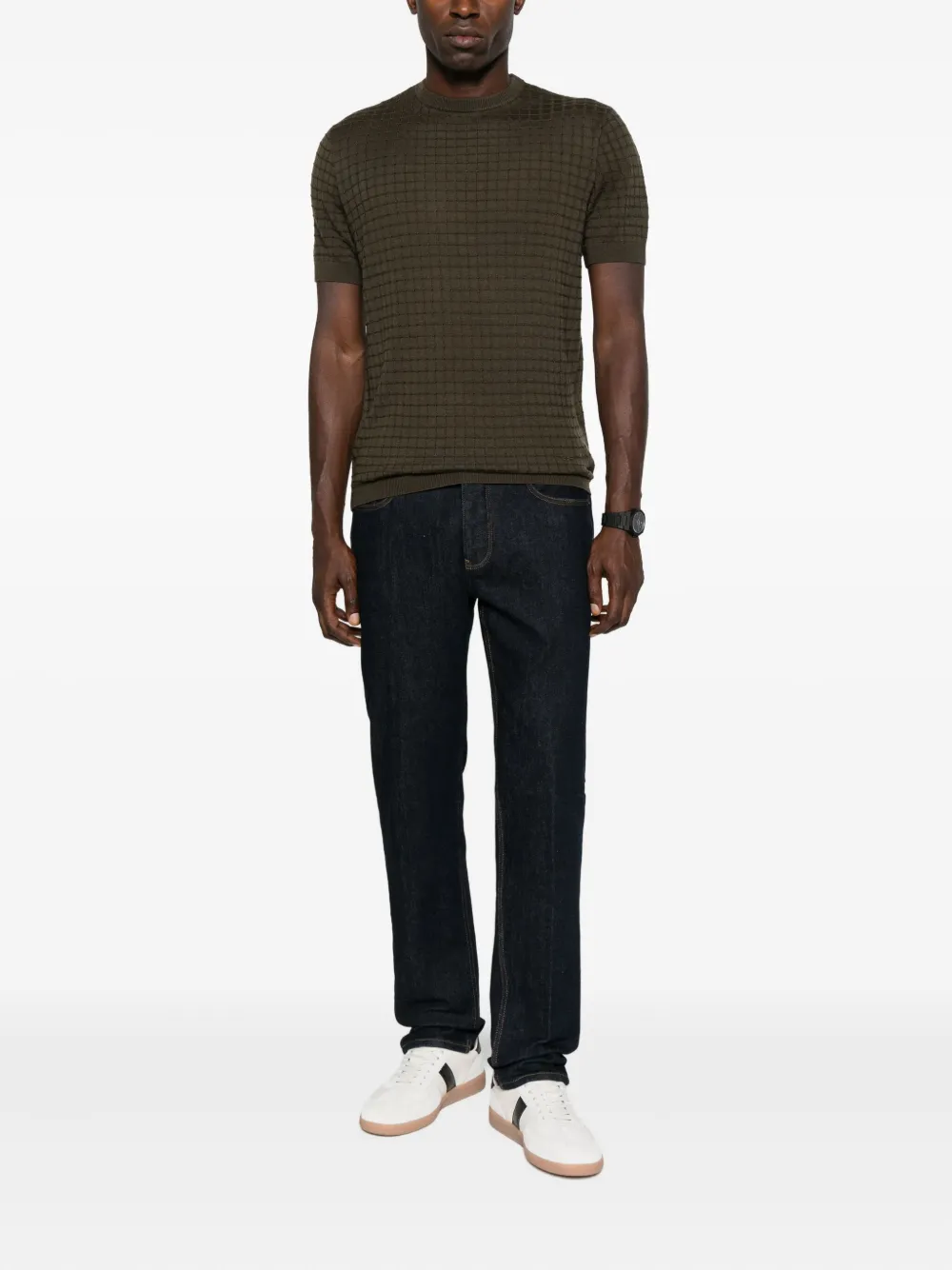 Emporio Armani Trui met ronde hals en textuur - Groen