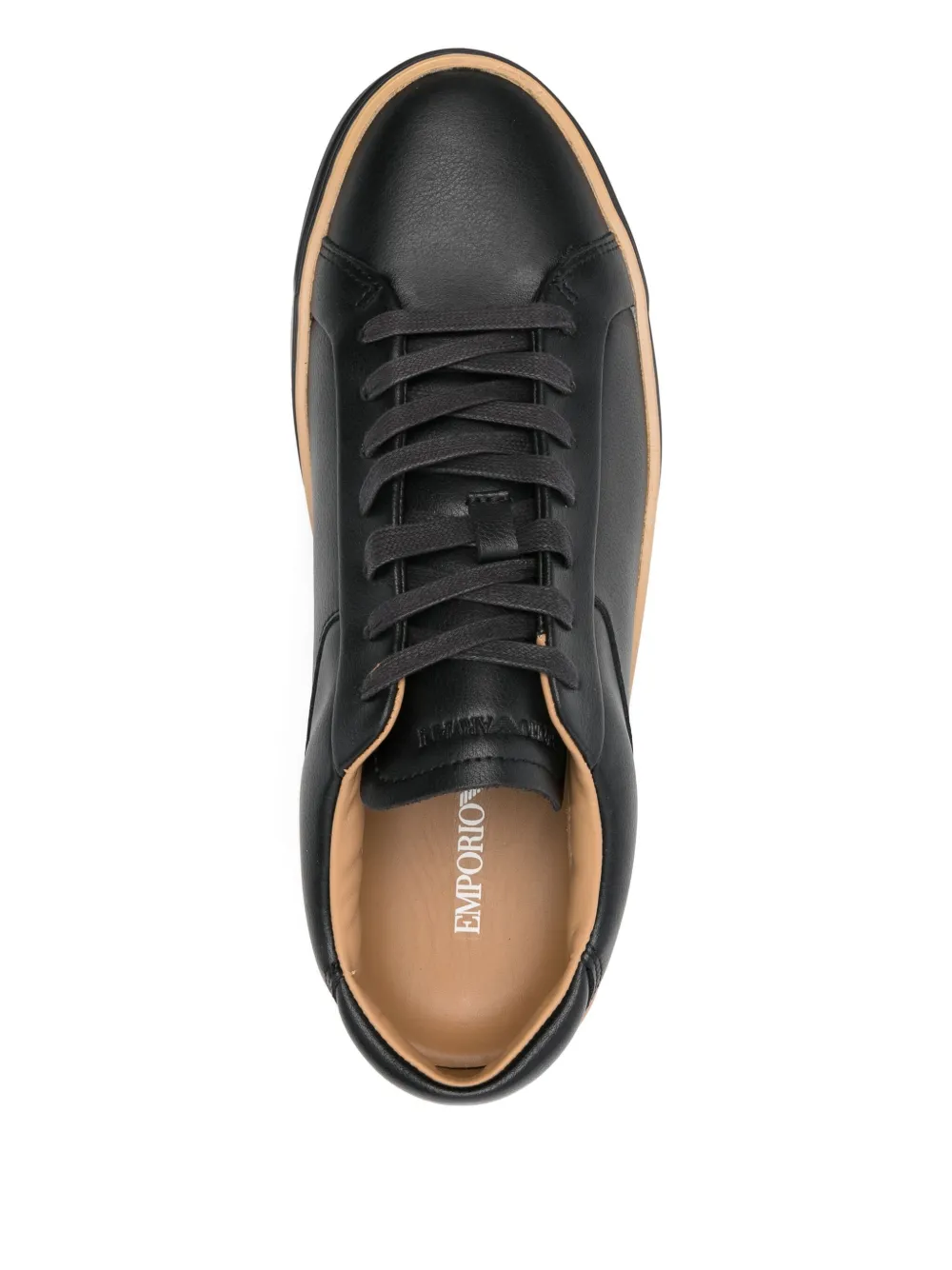 Emporio Armani Leren sneakers Zwart