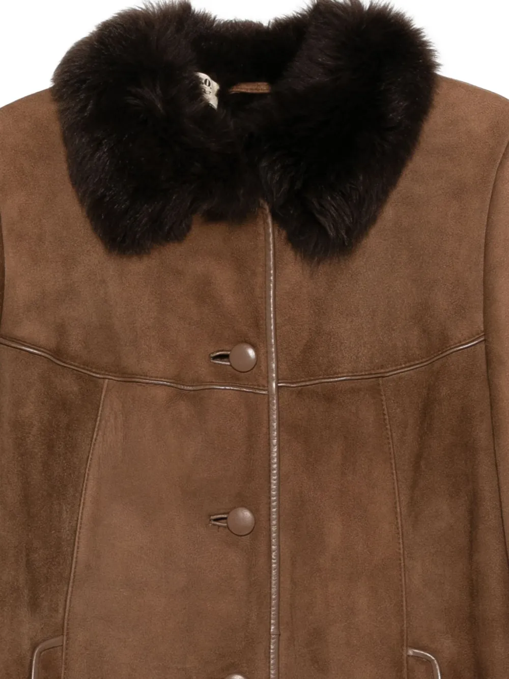 Pre-owned A.n.g.e.l.o. Vintage Cult 1990s Faux-fur Collar Coat In Brown