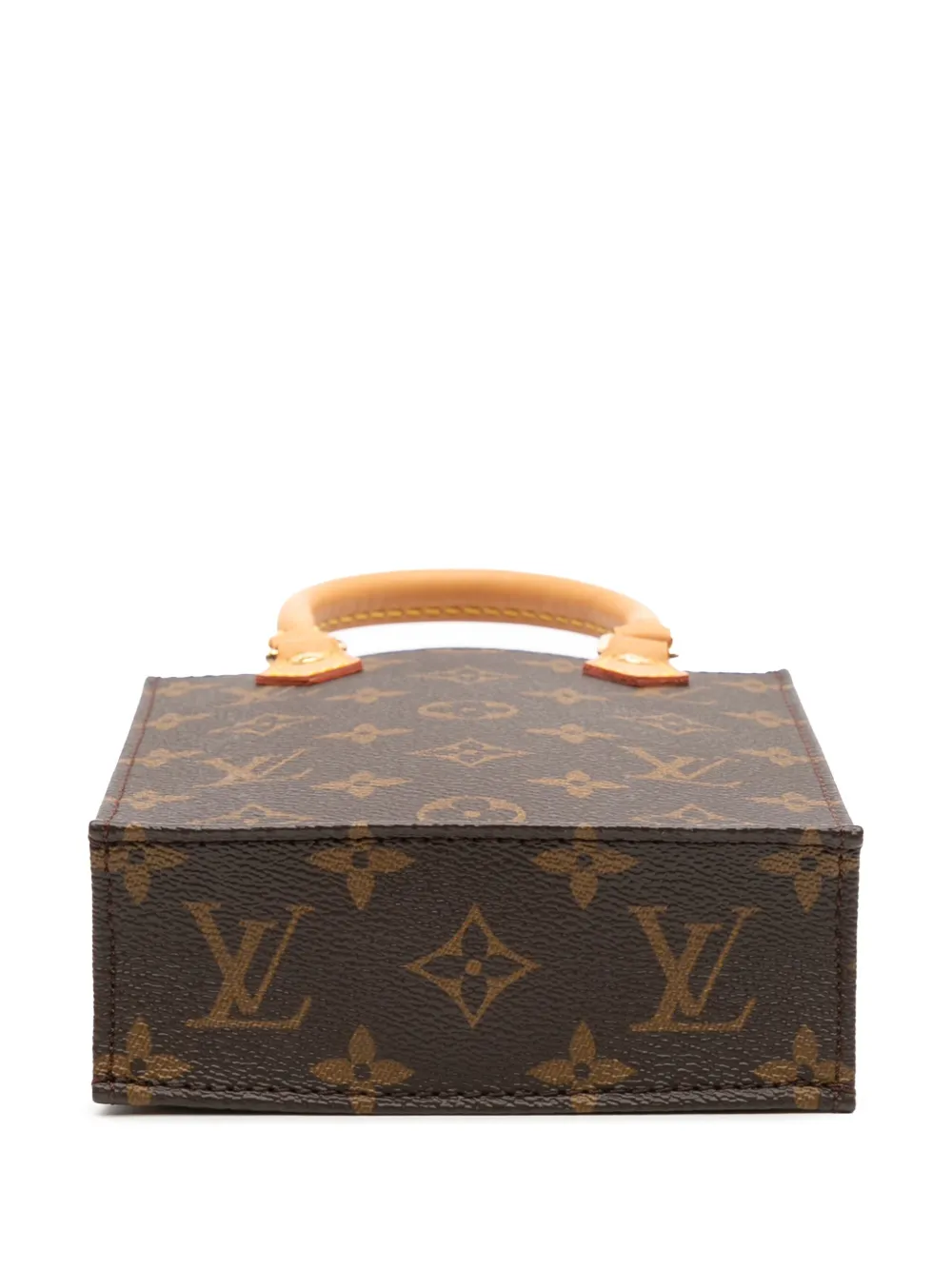 Pre-owned Louis Vuitton 2021-2025 Monogram Petit Sac Plat Satchel In Brown