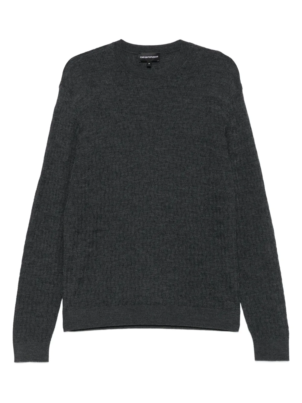 Emporio Armani Textured Crew-neck Sweater In Gray