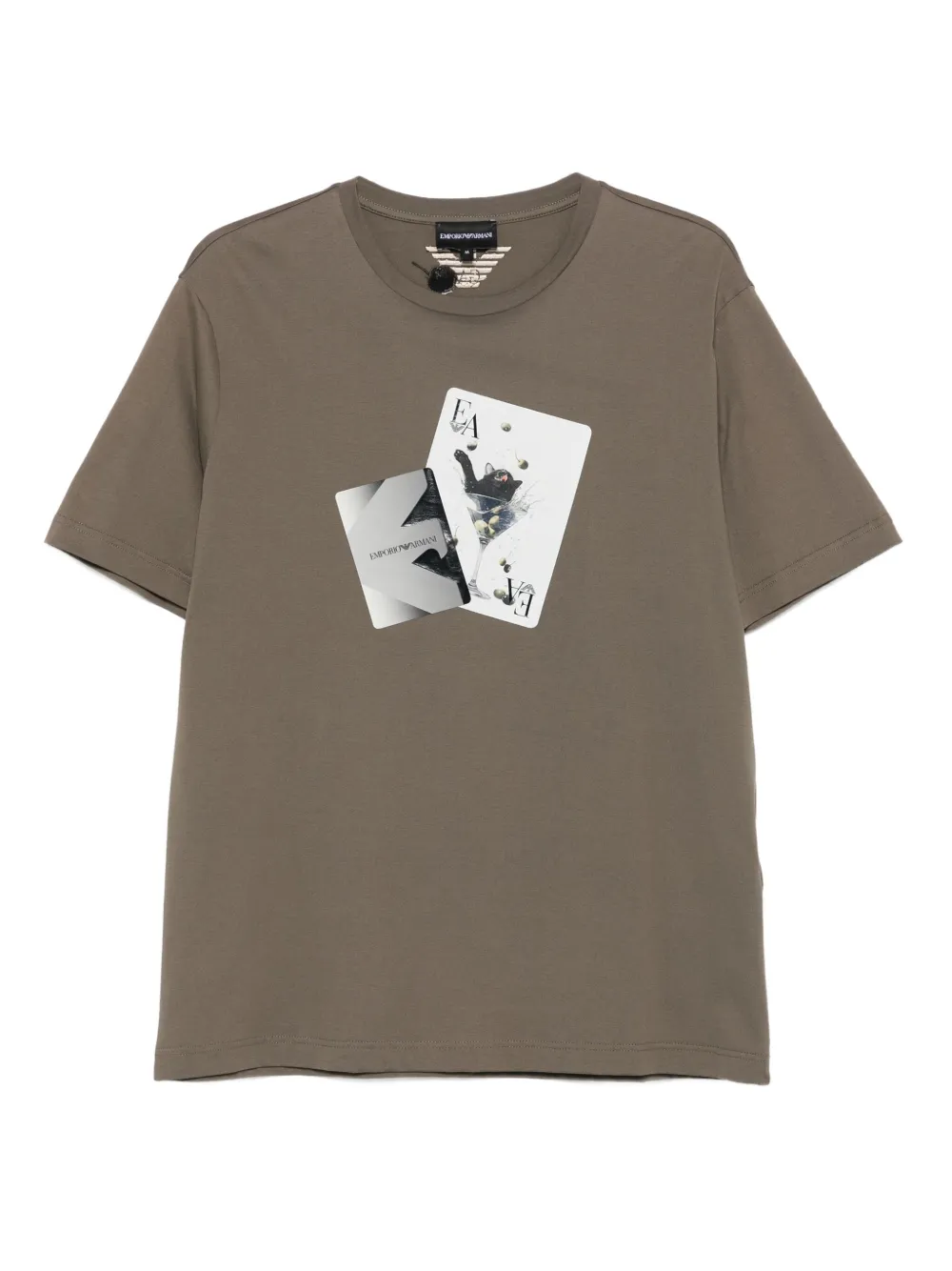 Emporio Armani Graphic-print T-shirt In Brown