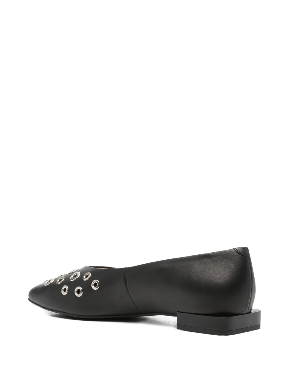 Angel Alarcon Eyelet-embellished Square-toe Ballet Flats In Black
