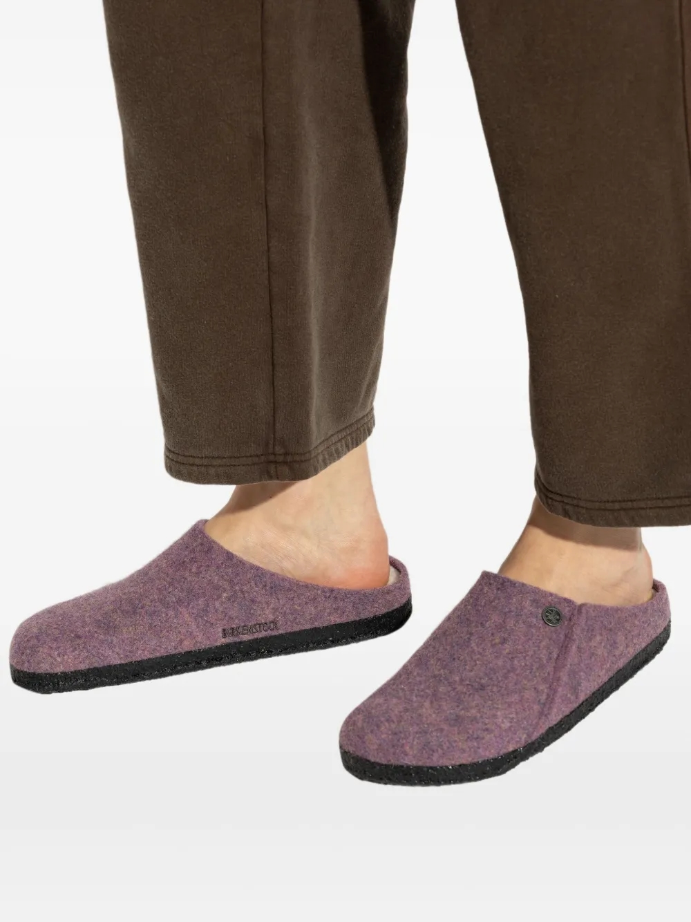 Birkenstock Zermatt slippers met lammy knoop Paars