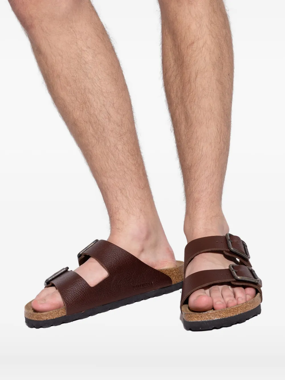 Birkenstock Arizona leren sandalen met dubbele gesp Bruin