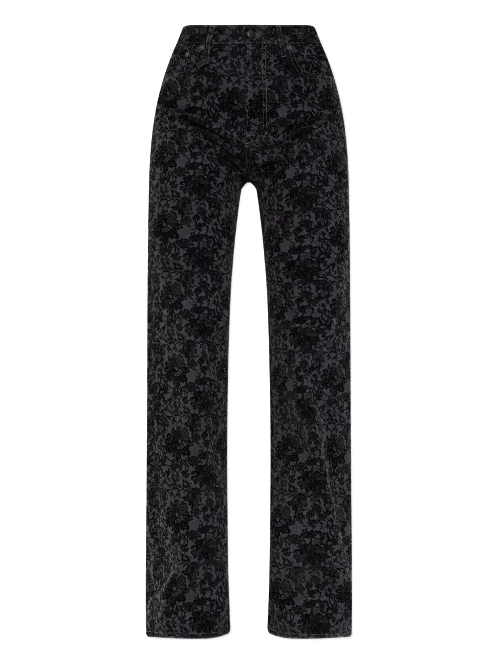 R13 Floral-pattern Jeans In Black