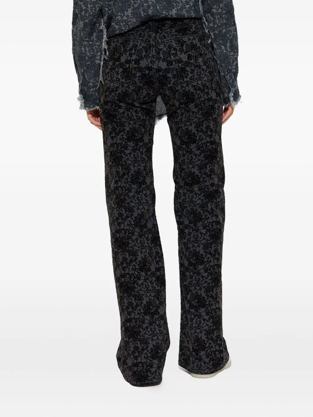 R13 Floral-pattern Jeans In Black