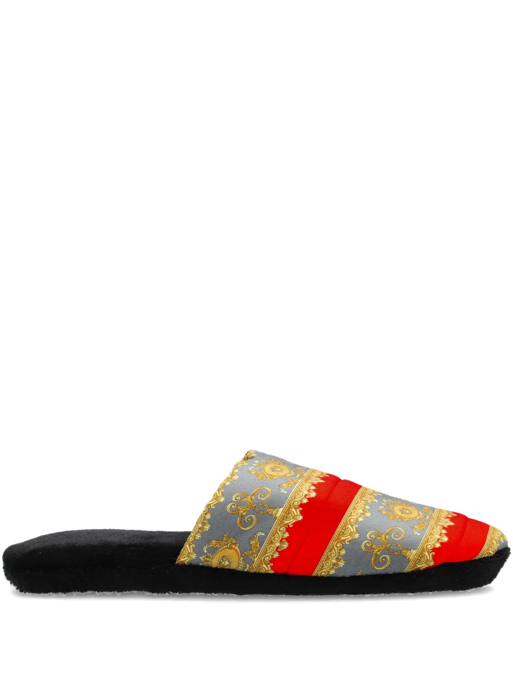 Versace Barocco Stripe Slippers In Multi