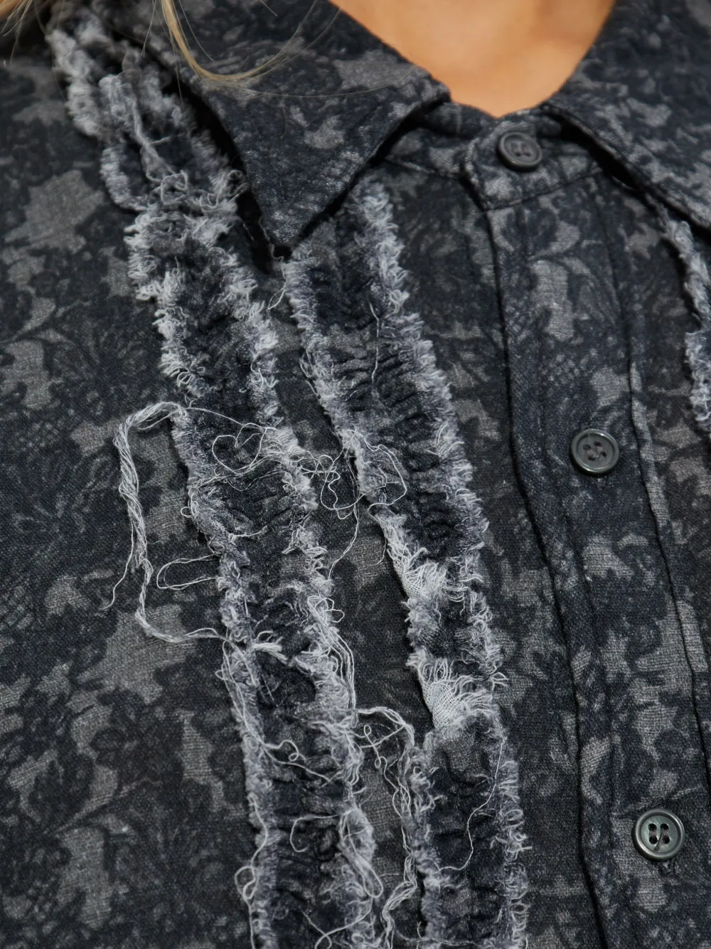R13 Frayed Floral Shirt In Blue