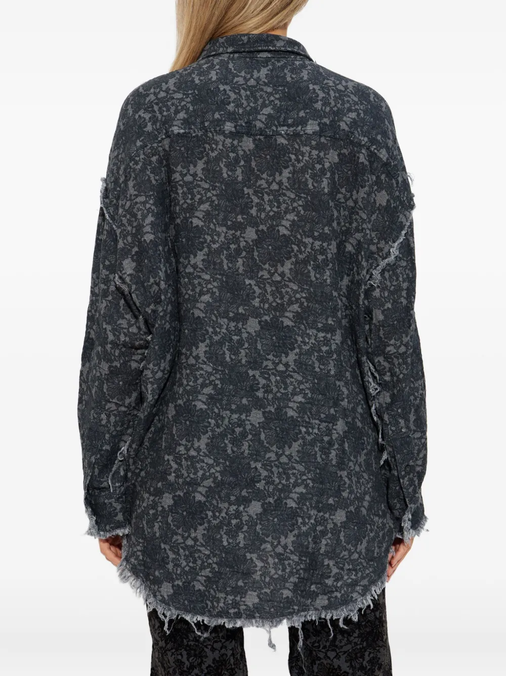 R13 Frayed Floral Shirt In Blue