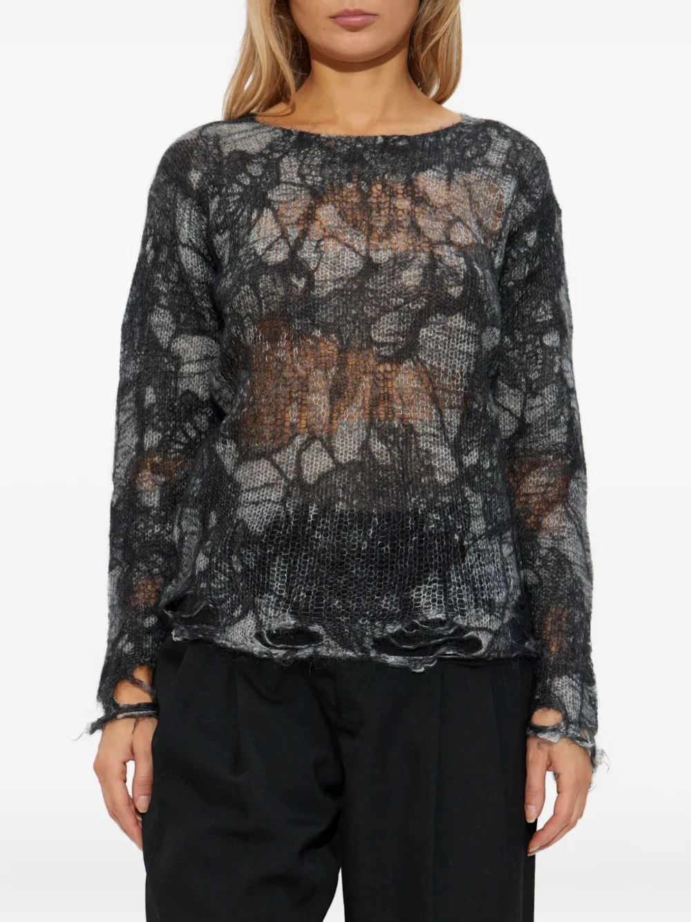 R13 Open-knit Sweater In Black