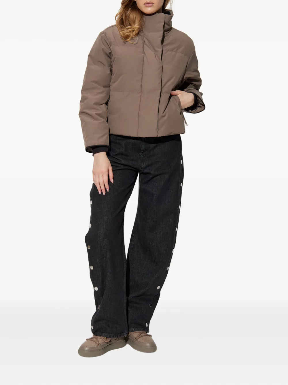 Canada Goose Long-sleeved Stand-collar Down Jacket In Gray