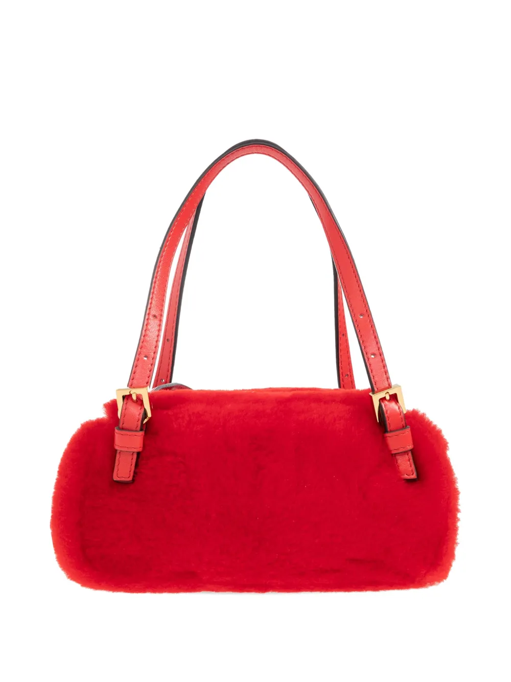 Versace Mini Tag Bowling Shoulder Bag In Red