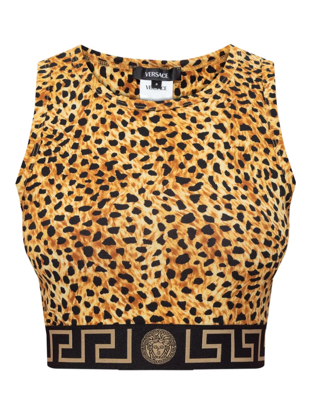Versace Medusa-motif leopard-print top | Brown | Image 1