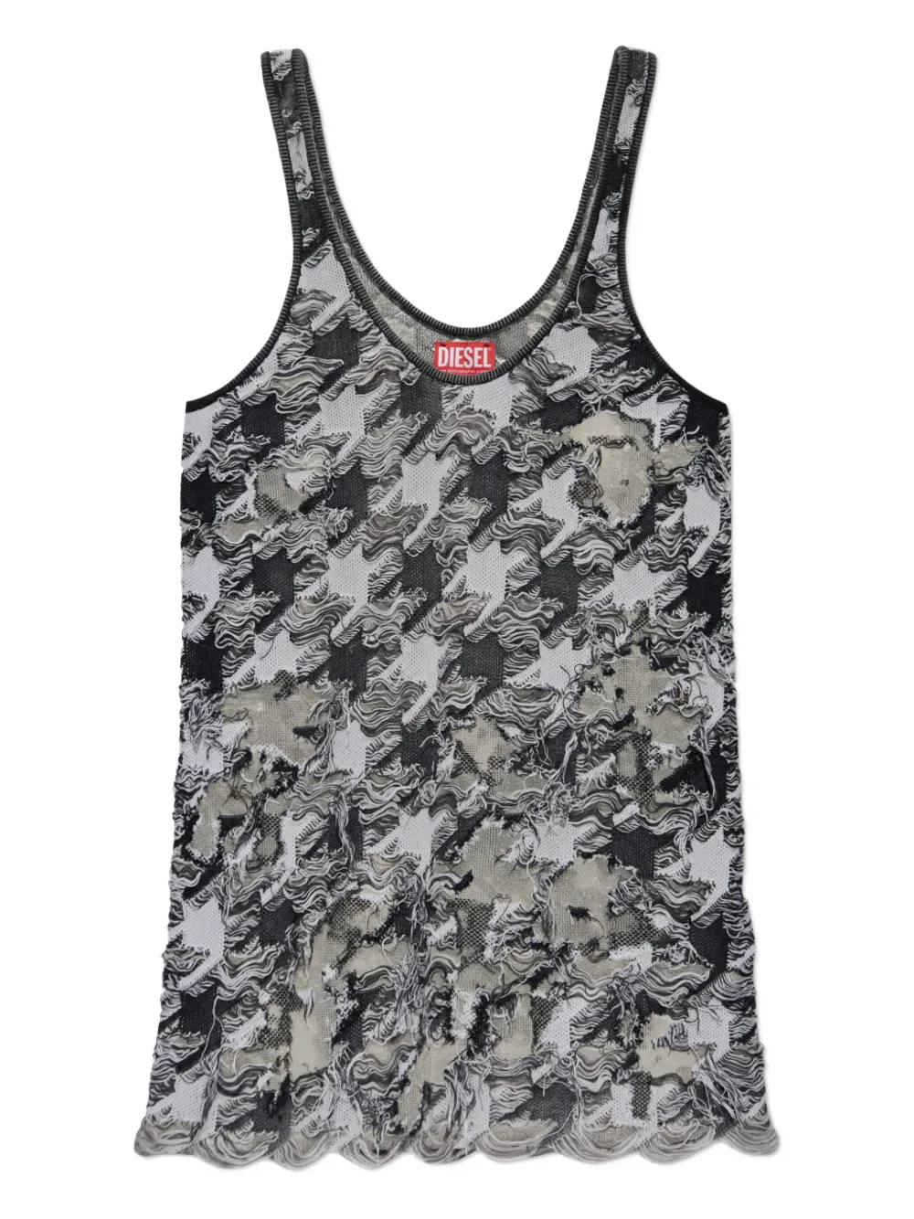 Diesel frayed houndstooth top - Marrone