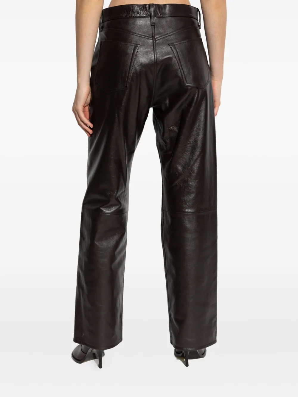 rag & bone Leren broek met vlakken Bruin