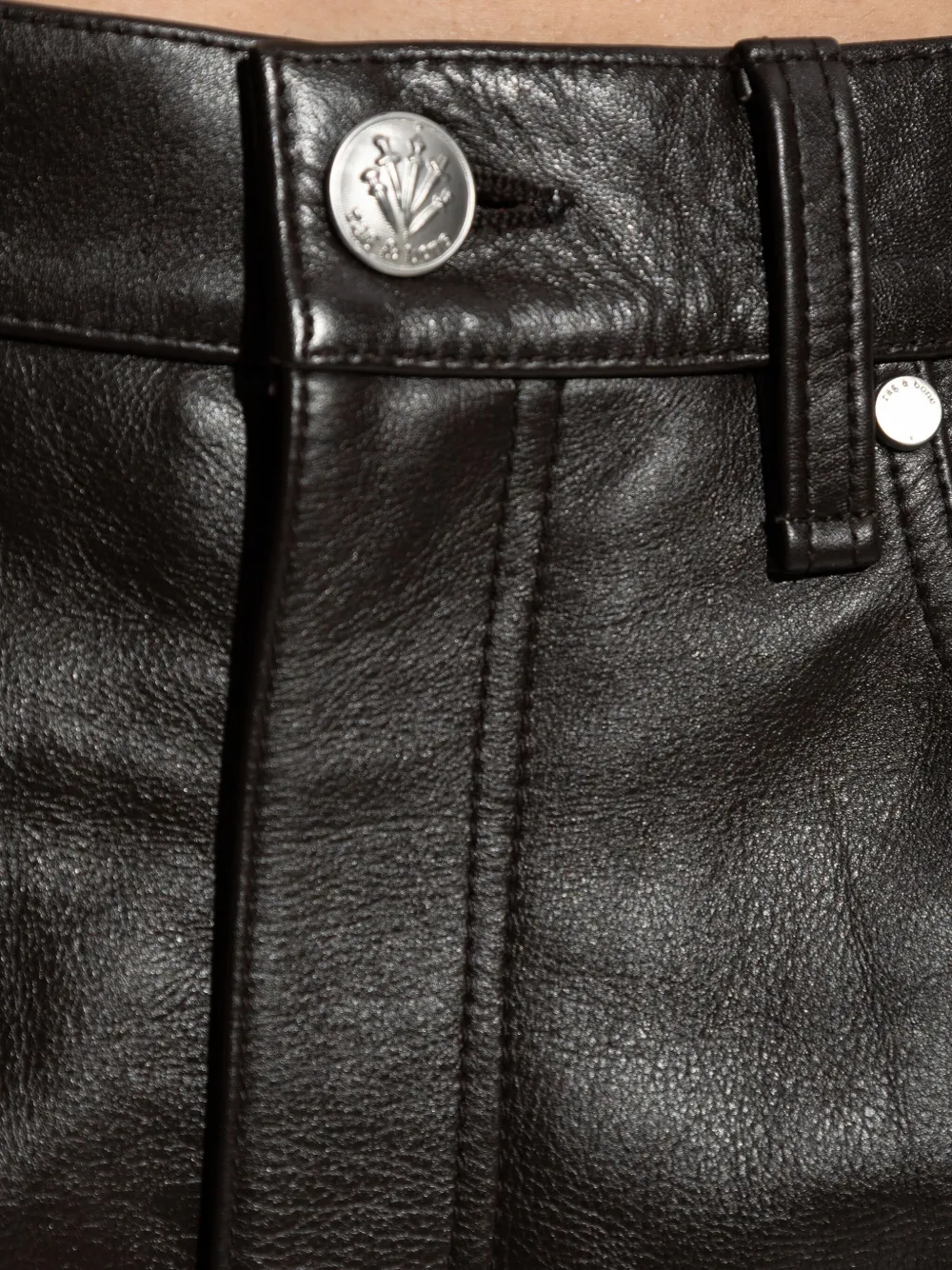 rag & bone Leren broek met vlakken Bruin