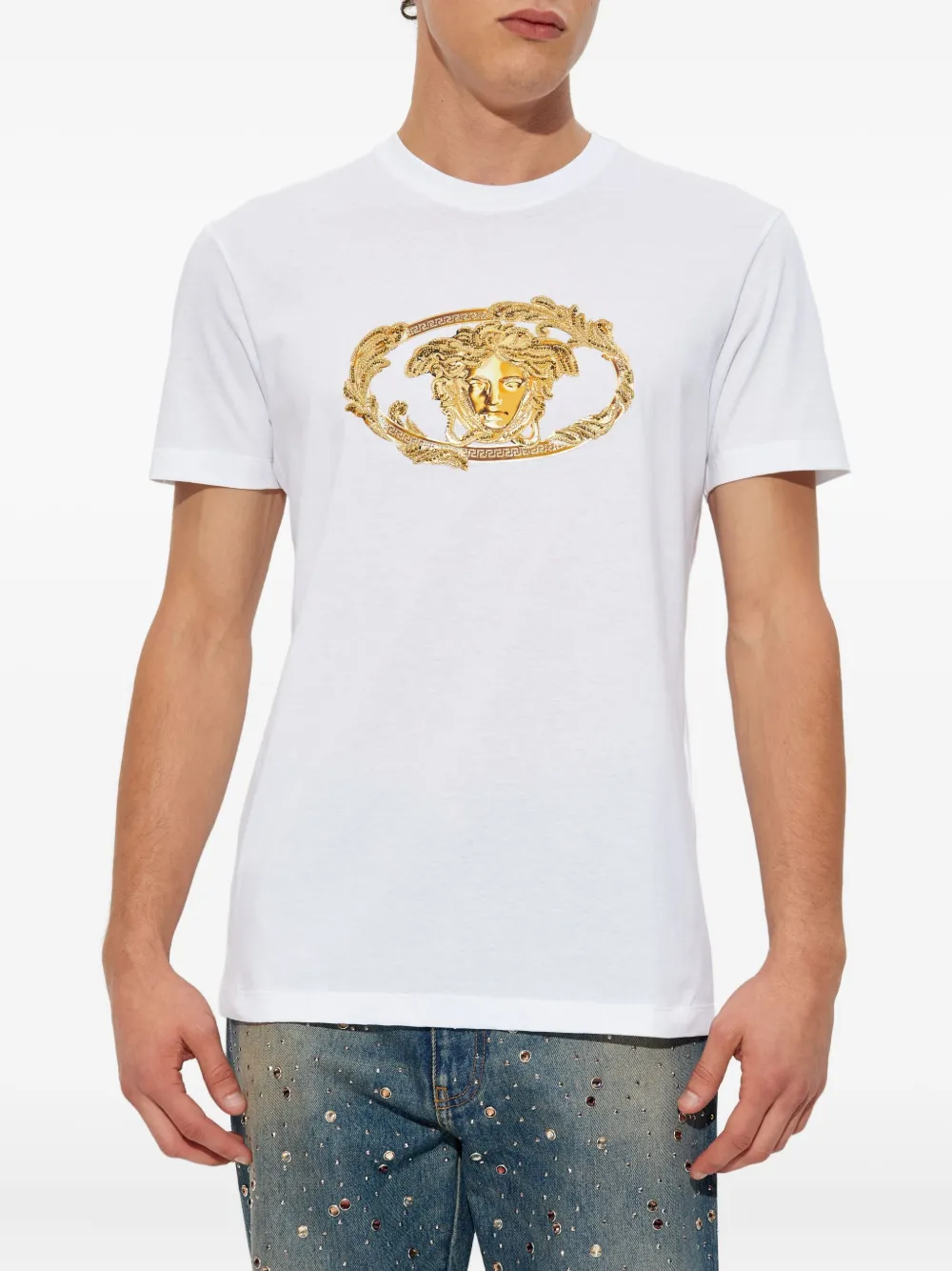 Versace T-shirt met grafische print Zwart