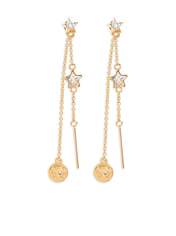 VERSACE メドゥーサ スタッドピアス ゴールド Versace メドゥーサ スター ドロップピアス | ゴールドトーン