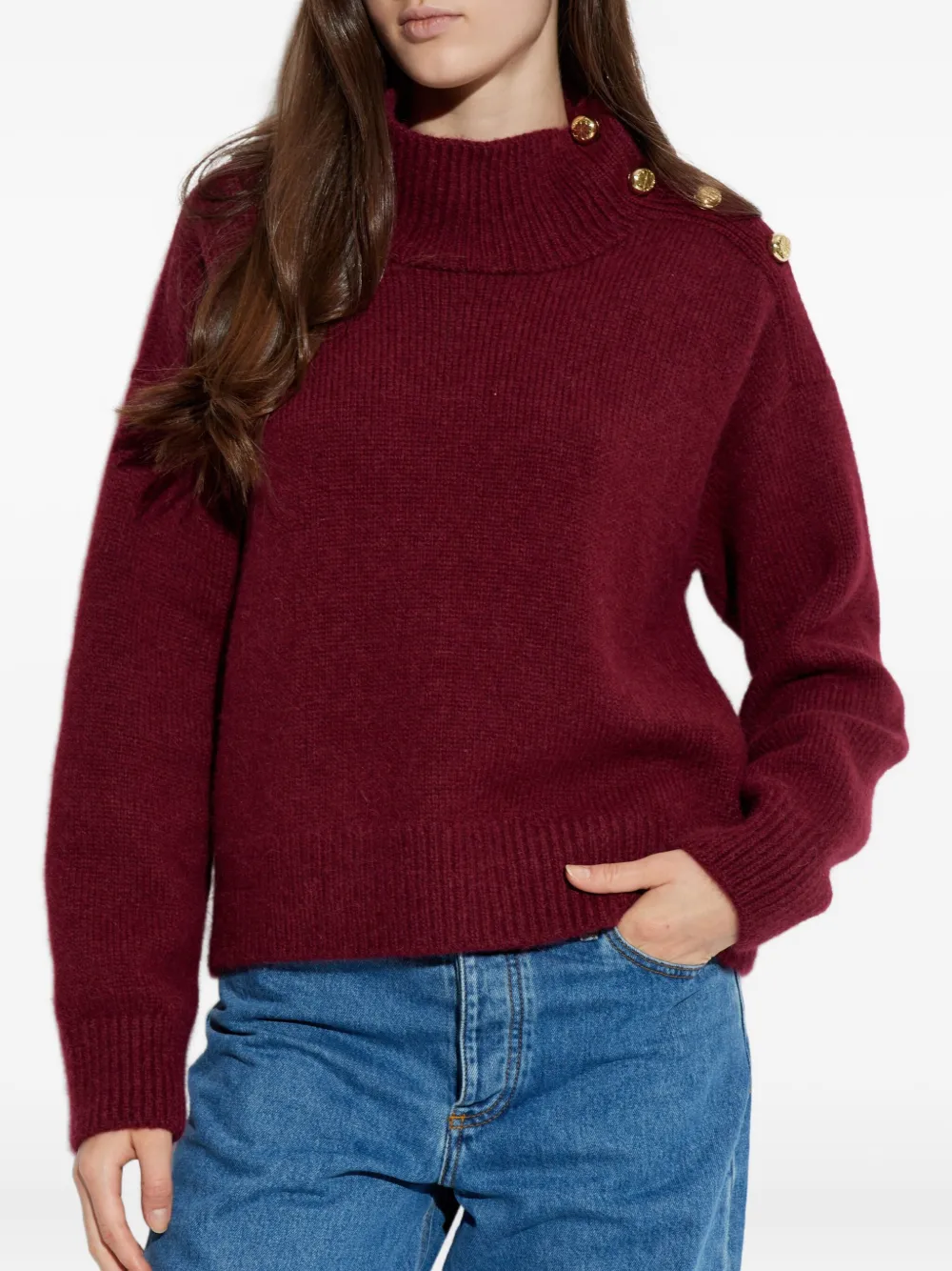 Kate Spade Trui met hoge hals en schouderdetail Rood