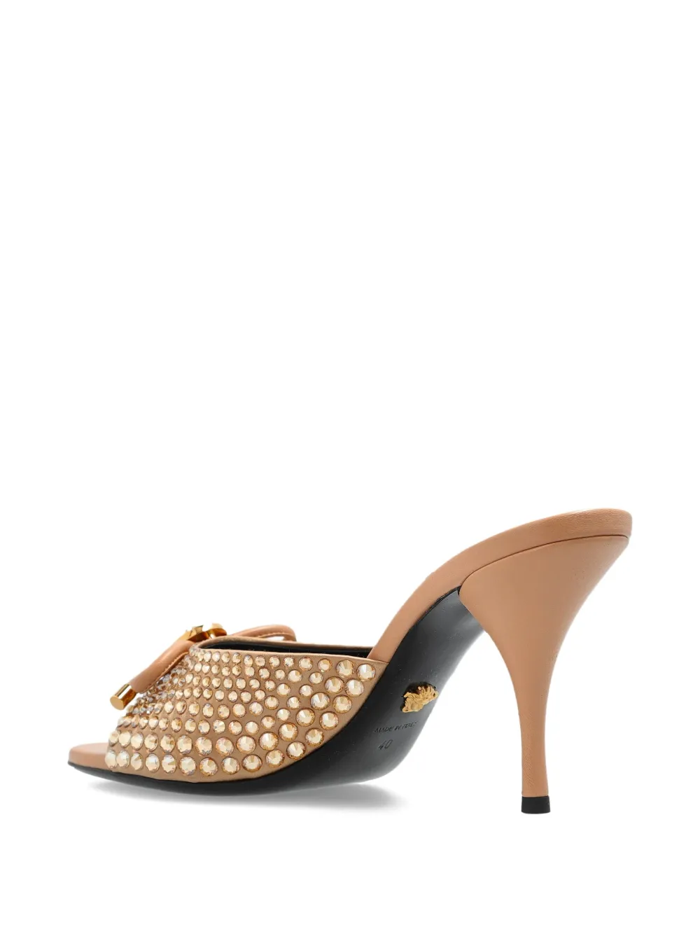Versace 85mm Opera Embellished Bow Sandals In Brown