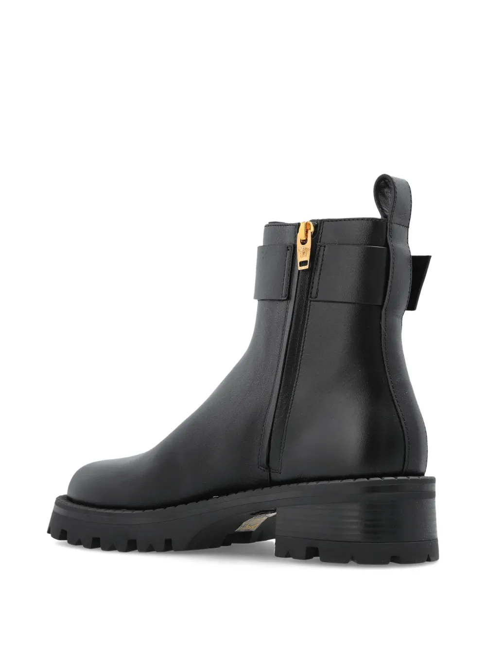 Versace V-ankle Buckle-detail Boots In Black