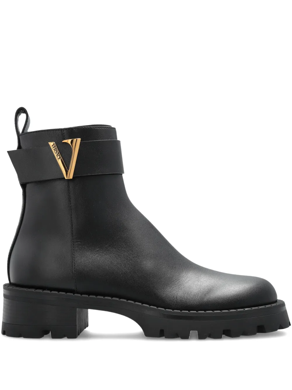 Versace V-Ankle buckle-detail boots - ブラック Versace V-Ankle buckle-detail boots - ブラック