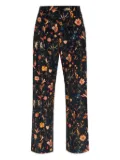 R13 floral velvet trousers - Black