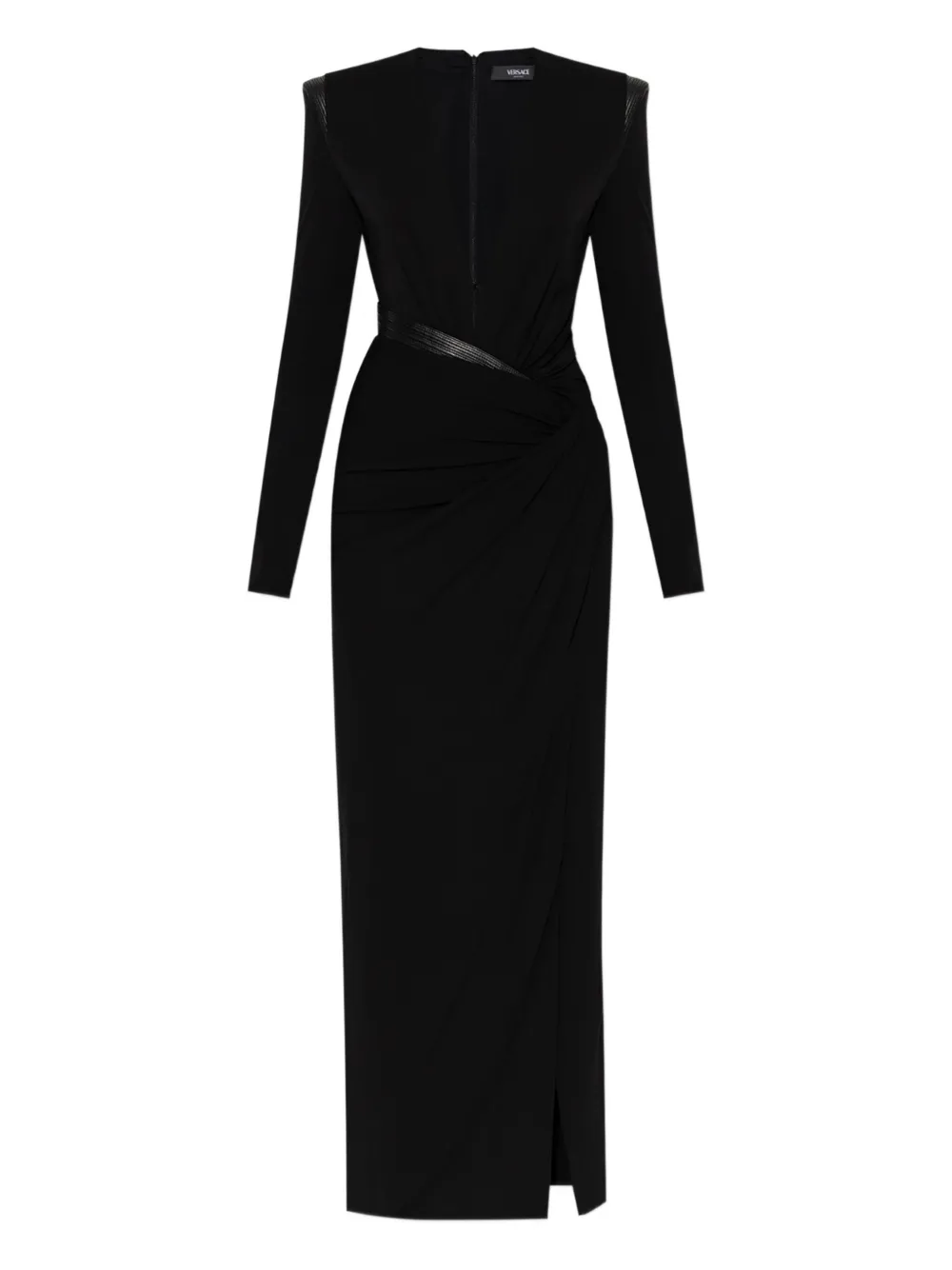 Versace shoulder-pad slit maxi dress | Black | Image 1