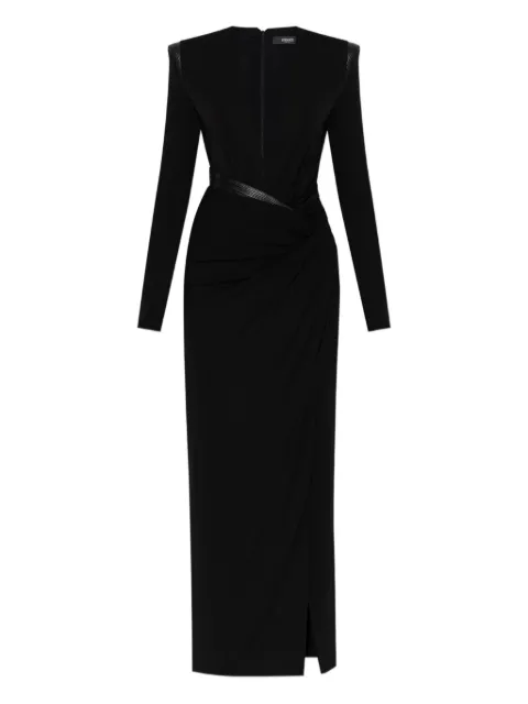 Versace shoulder-pad slit maxi dress