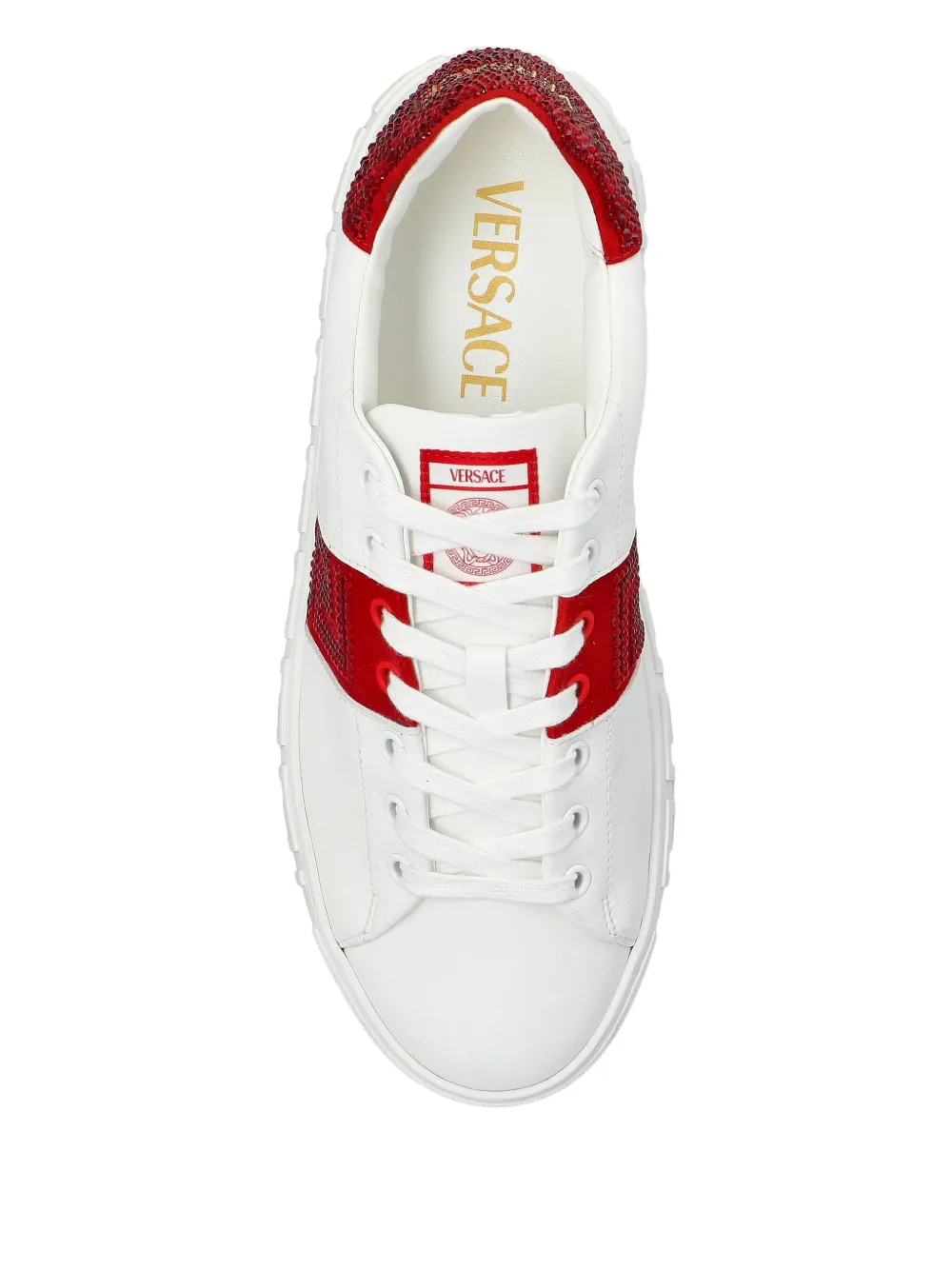 Versace Greca Embellished Sneakers In White