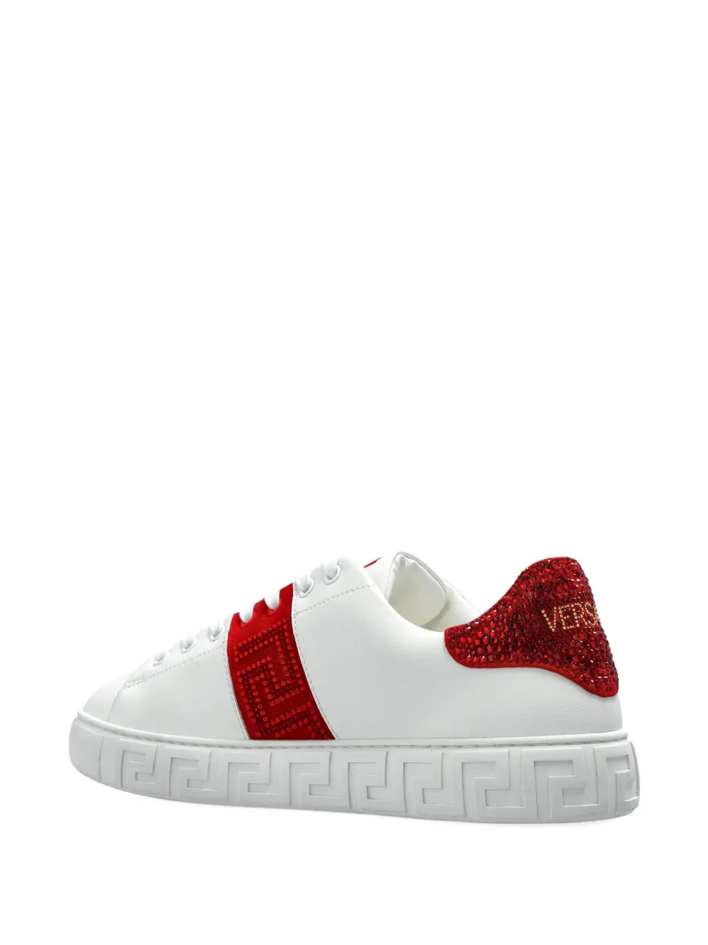 Versace Greca Embellished Sneakers In White
